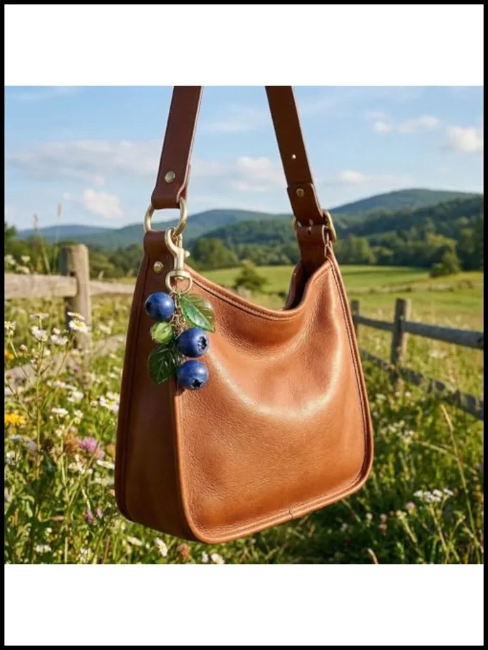 Blueberry Keychain Bag Charm for Tote Handbag Purse Accessory Fruit Novelty Clip